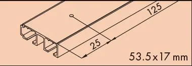 Skinne Eku Clipo 36 Utenpåliggende 2-Spor 19mm-Dører 3,5m