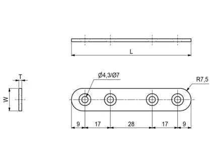 Koblingsjern 80x15mm 4 Hull