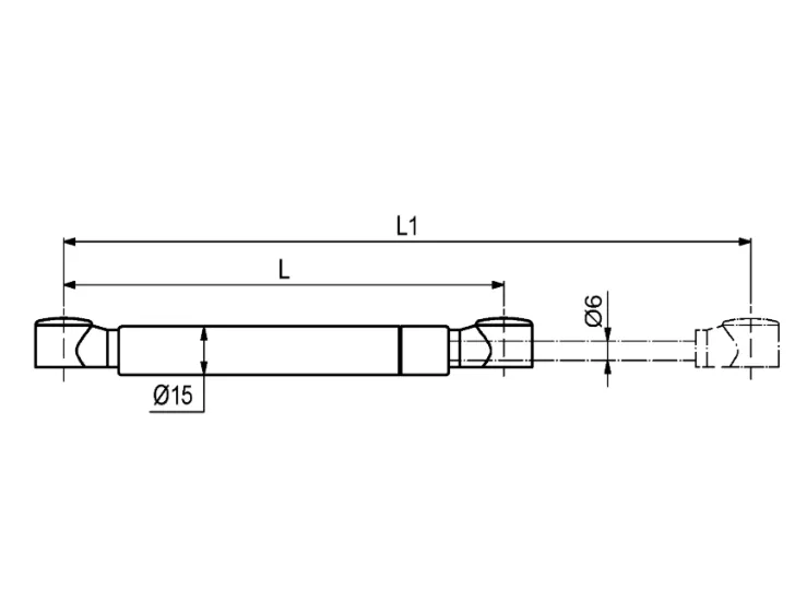 Gassdemper 6kg topphengsel overskap sølv 