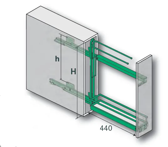Uttrekk Kesseböhmer 150mm M/Hylle + Håndkleholder Krom