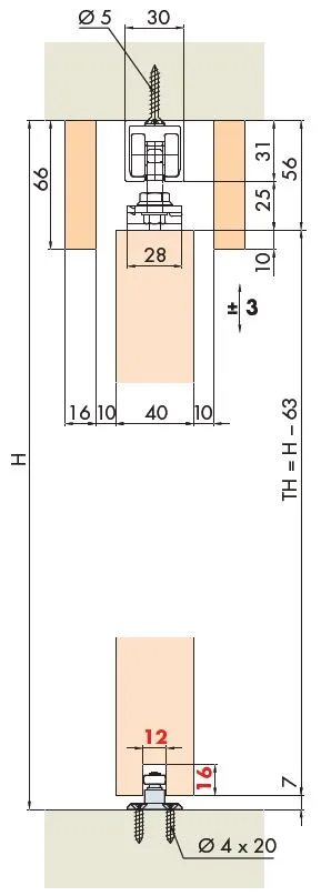 Skinne Hawa Porta 1 Spor 2,5m