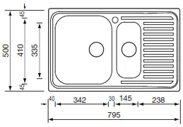 Kjøkkenvask Matico 1,5 Kum M/Rille
