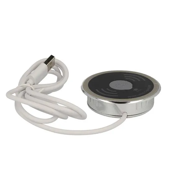 Ladeplate Trådløs USB-A/C Ø60mm 1,1m Kabel QC3.0