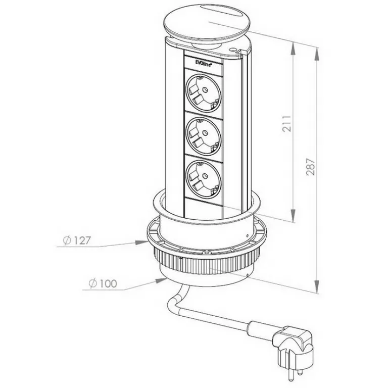Kontakt Evoline El-søyle 3 Kontakter - Flere Farger
