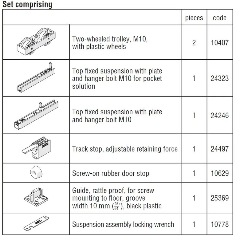 Pocketsett Hawa Junior 80/B  For 1 Dør