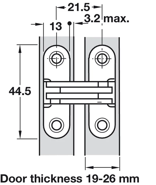 Lamellhengsel  180° H44,5mm For Dør 19-24mm