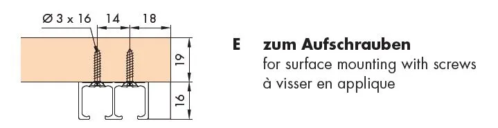 Skinne Eku Clipo 16 Utenpåliggende 2-Spor 16GS Glassdører 3,5m