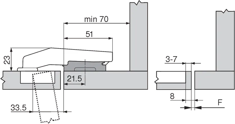 Hengsel Blum Parallell 95° Cliptop Skruefeste