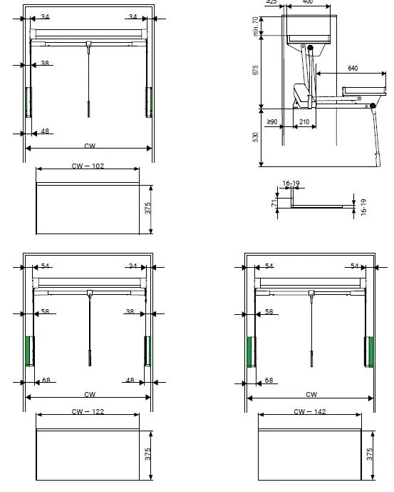 Garderobelift Kesseböhmer Conero Topplate 12kg Svart 