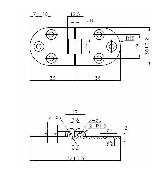 Hengsel Klaffebord 30x72x2mm - Flere Farger