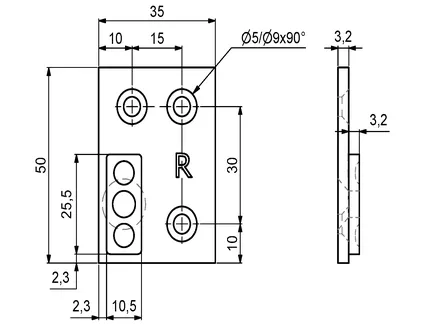 Sinklist Kappbar Høyre/Venstre Flens Sort/Hvit 
