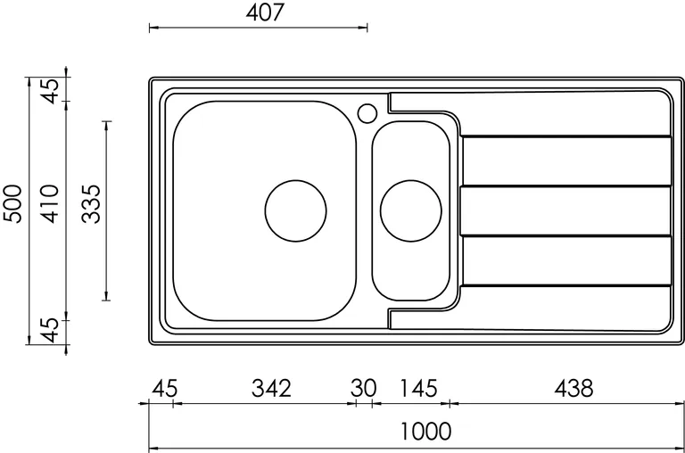 Kjøkkenvask Levante 1,5 Kum M/Rille Stål 