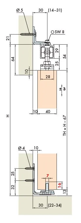 Veggbrakett Hawa Porta For Toppskinne