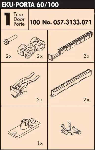 Beslagssett Hawa Porta 1 Dør Minimal 100kg