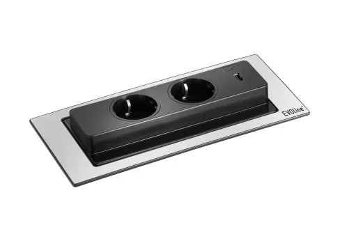 Kontakt Evoline BackFlip  2xStikk 1x2,1A USB-Lader - Flere Farger