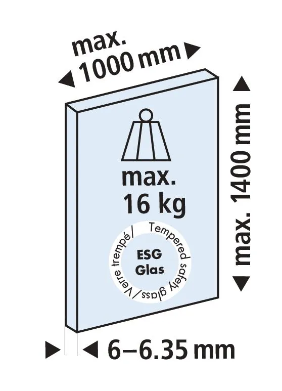 Beslagssett Eku Clipo 16  2-Dører Glass Hullmontert 16kg
