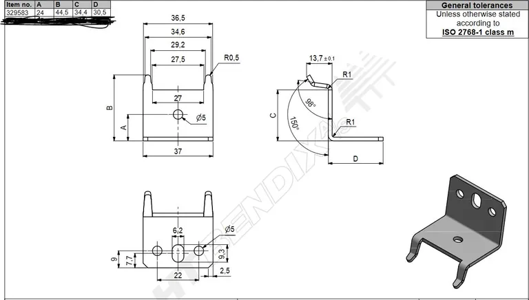 Opphengsvinkel 28 Stål Sort