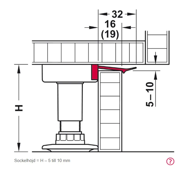 Sokkelfeste Axilo fjær plast 19mm