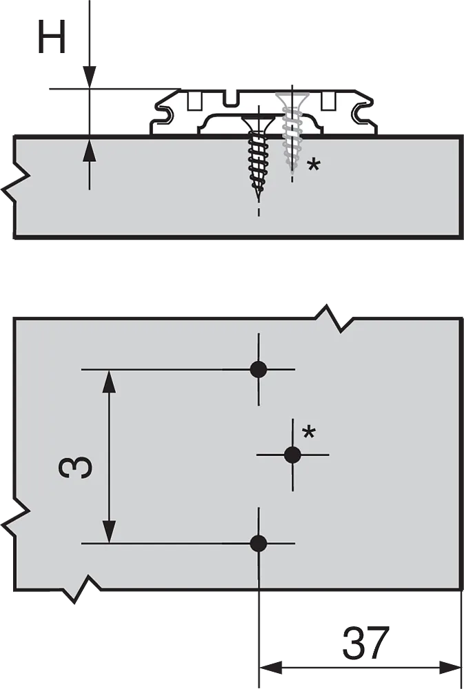 Monteringsplate Blum H3 37mm Treskrue M/Exenter Høydejustering Onyx Svart