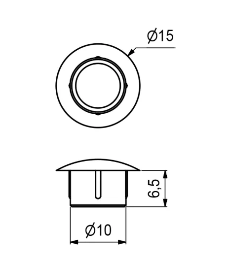 Dekkappe plast Ø15mm tapp-6,5mm sort