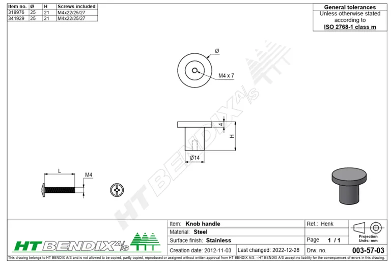 Knott 3419 Børstet Stål