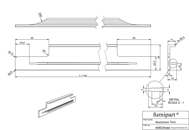 Håndtak 4080 Furnipart Trim Svart Matt Børstet