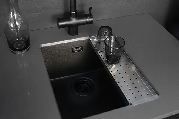 Kjøkkenvask Stala Essent 1 Kum Plan & Underlim Sort Komposit