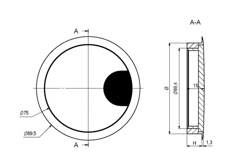 Kabelgjennomføring Ø60/80mm - flere farger 