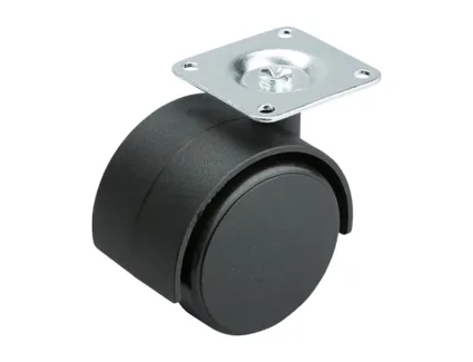 Møbelhjul Ø50mm 25kg M/Plate Sort