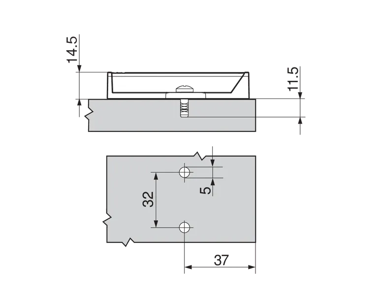Tip-On Blum Adapter Lang Type 37/32mm Grå 