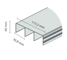 Toppskinne BT 3 Spor 50kg 3m Sort