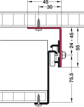 Vinkel 45x50mm B55mm Stål 3 Hull & Slissespor