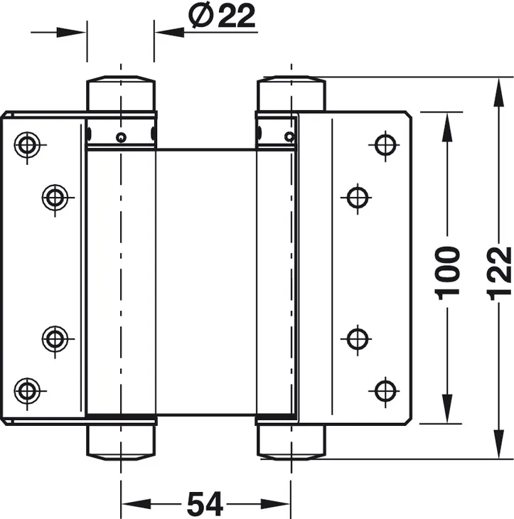 Hengsel Dobbelvirkende 100mm 25-30mm Dør Forniklet 