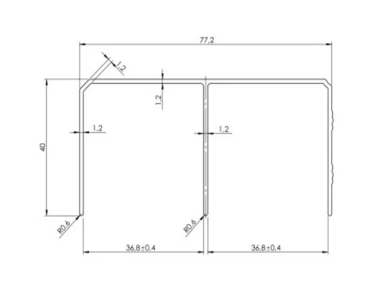 Skyvedørskinne BT  Topp 50kg 3m  Sort 