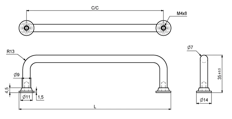 Håndtak 3428 / 3430 Carbon Low - Flere Farger