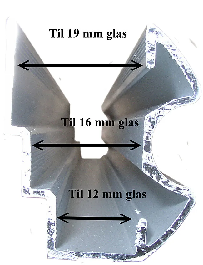 Profilgrep Skyvedør 16-19mm 2,7m Aluminium 