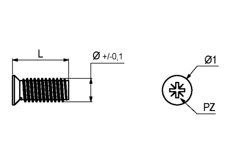 Euroskrue Senk 6,2x13mm/Ø7 PZ2 Stål/Elgalvanisert