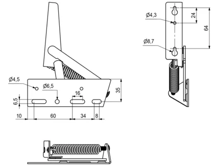 Klaffehengsel 87°  M/2 Fjærer Justering Høyre/Venstre Sølv