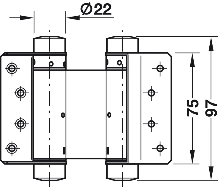 Hengsel Dobbelvirkende 75mm 18-25mm Dør Forniklet 